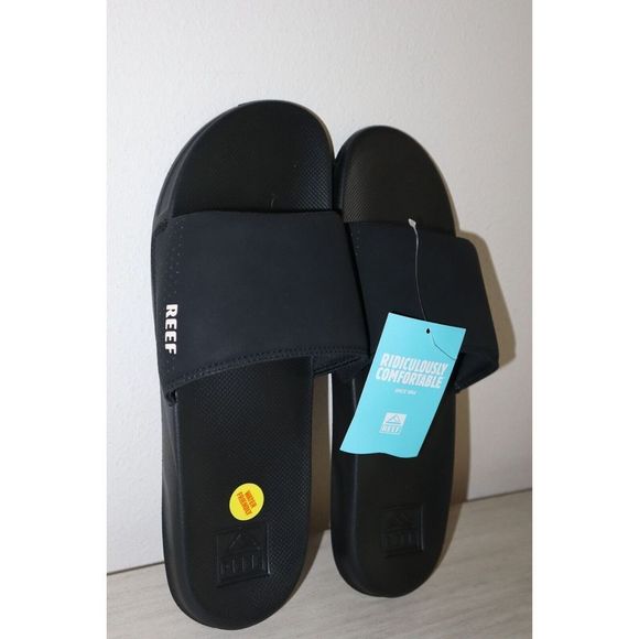 Reef RF0A3ONDBLA Men's Sz 12 Black One Slide Sandals - Picture 7 of 8